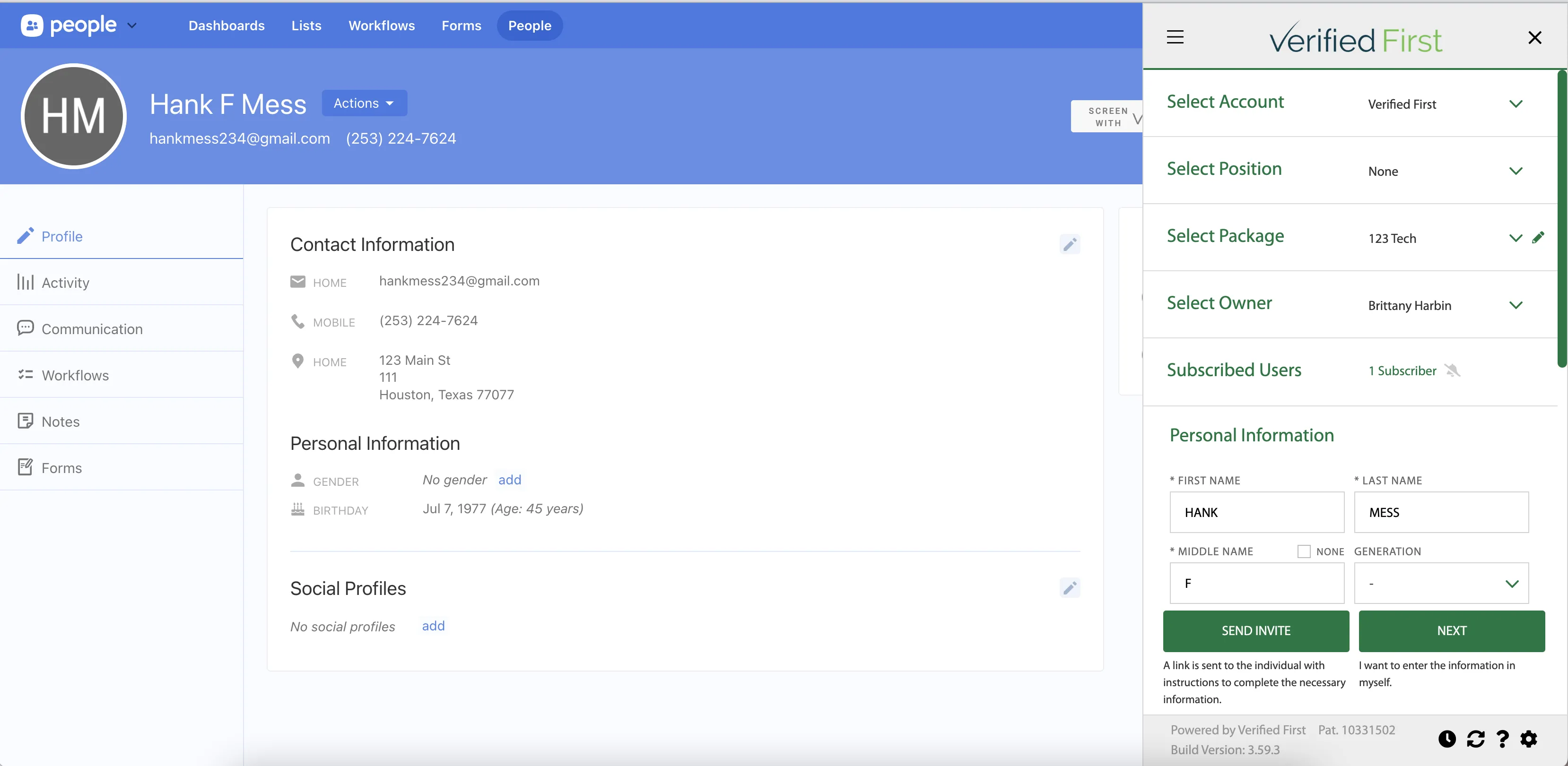 Verified First integration screenshot 2
