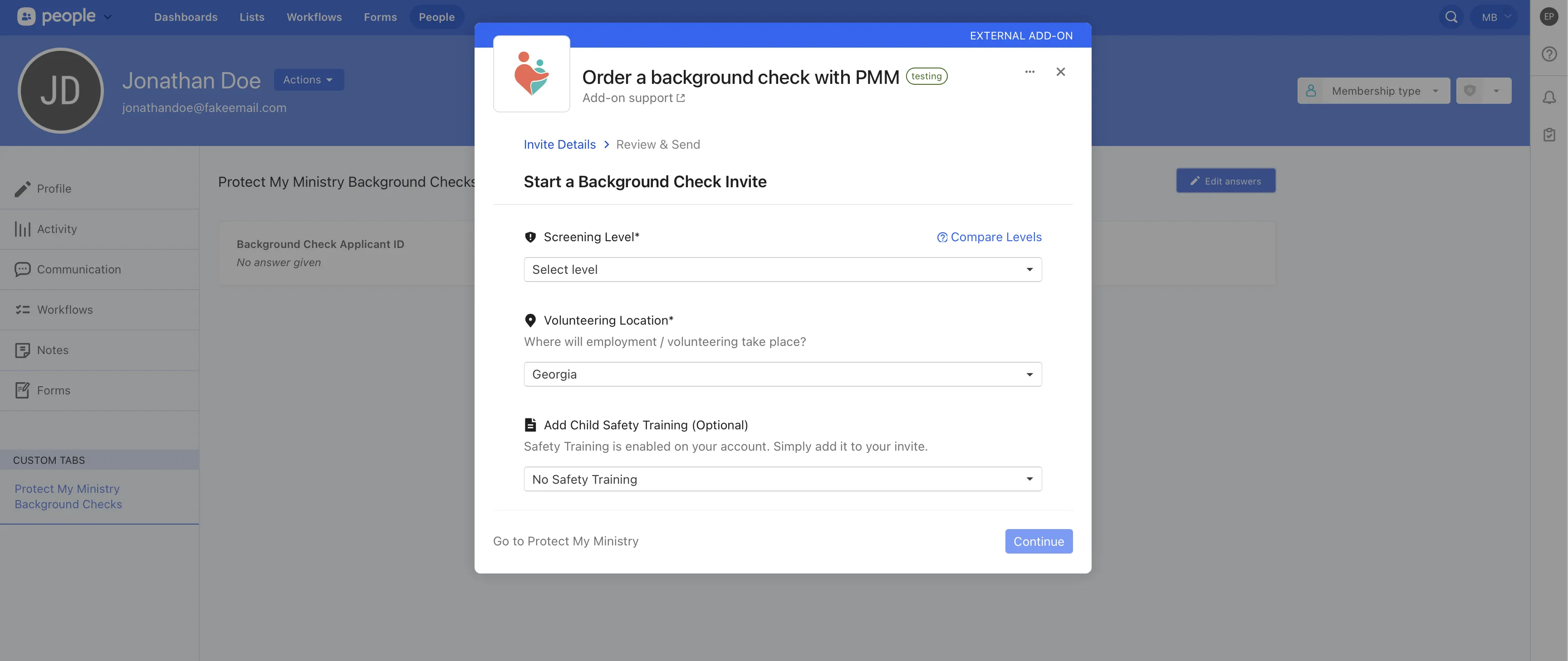 Protect My Ministry integration screenshot 1
