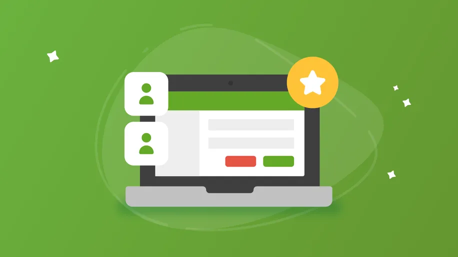 An open laptop displaying Services and avatars for two people icons.