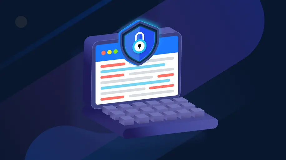 An open laptop with data on the screen and a lock on top.