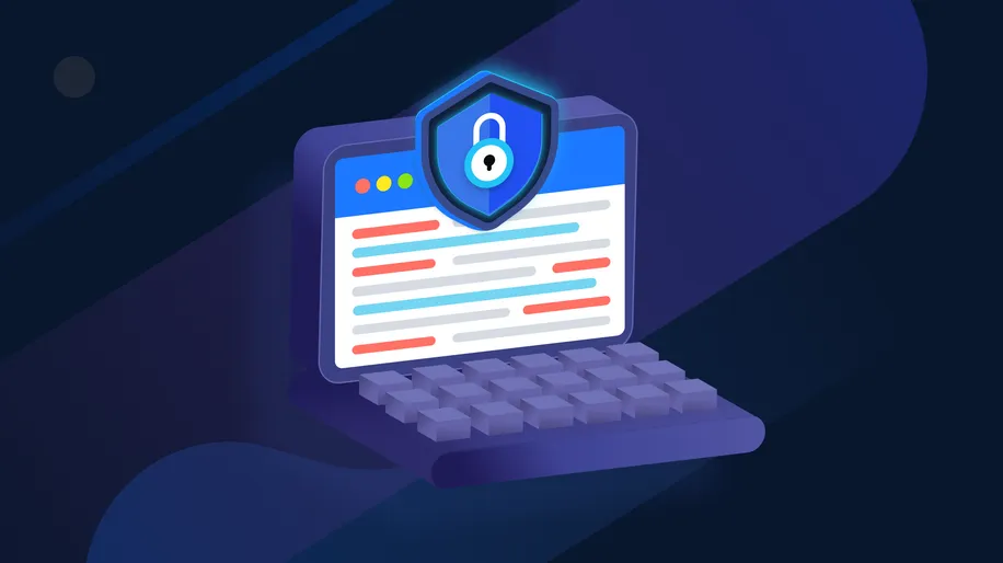 An open laptop with data on the screen and a lock on top.