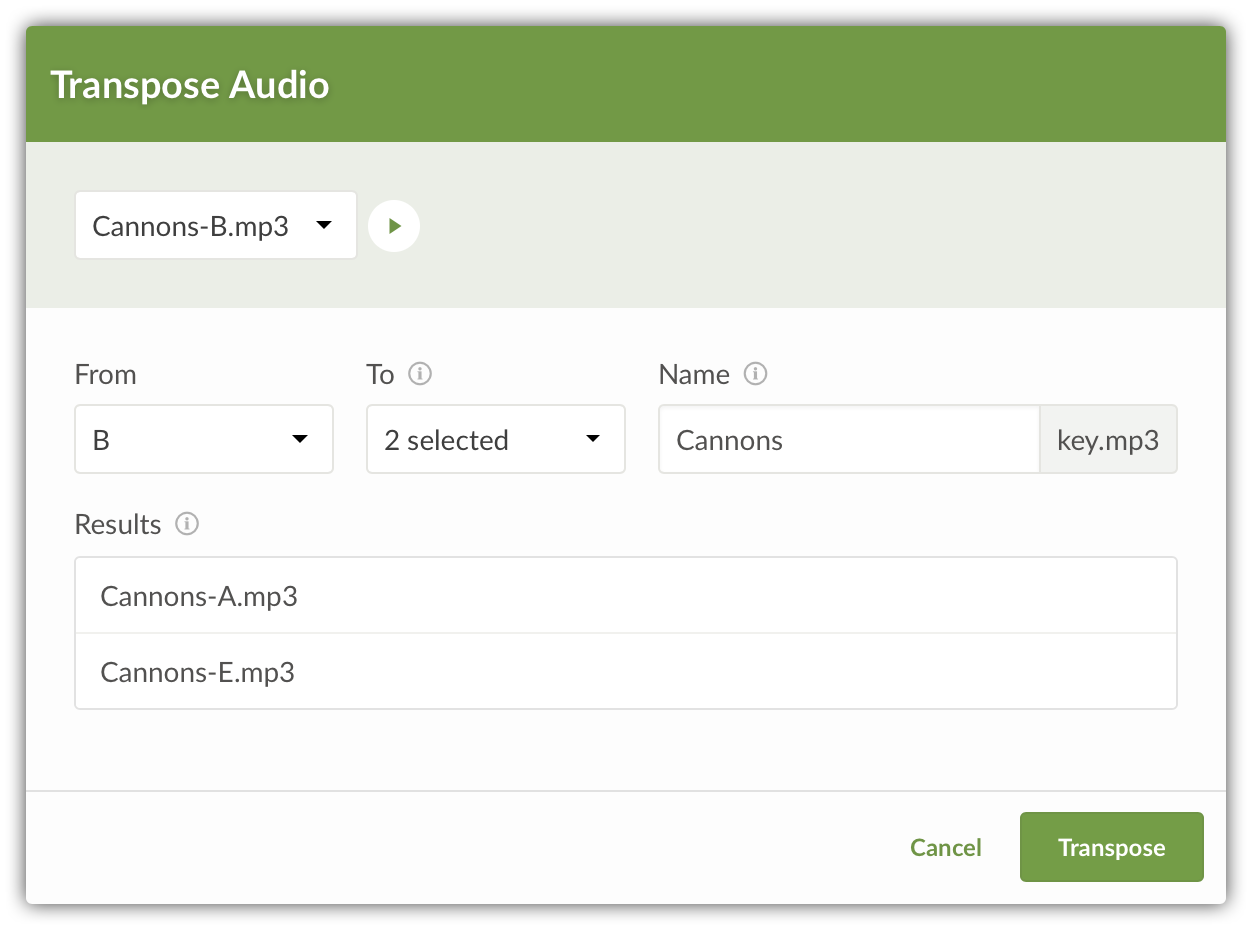 Transposing Screenshot