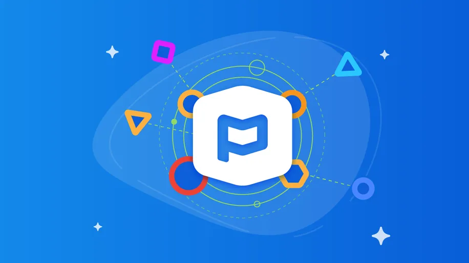 The white Planning Center logo against a blue background with different shapes emerging.