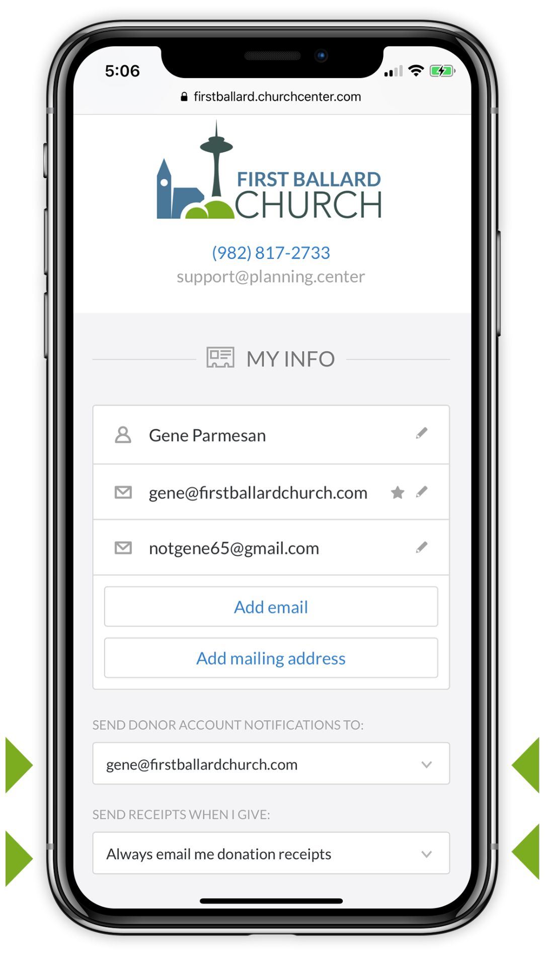 Email Settings on mobile