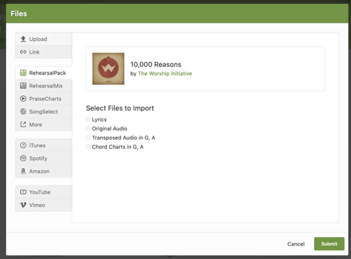 RehearsalPack integration screenshot 2