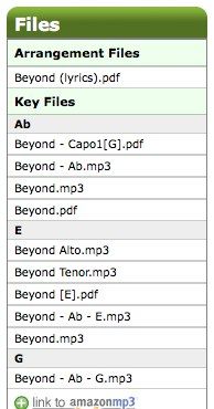 A list of song files sorted by musical keys.