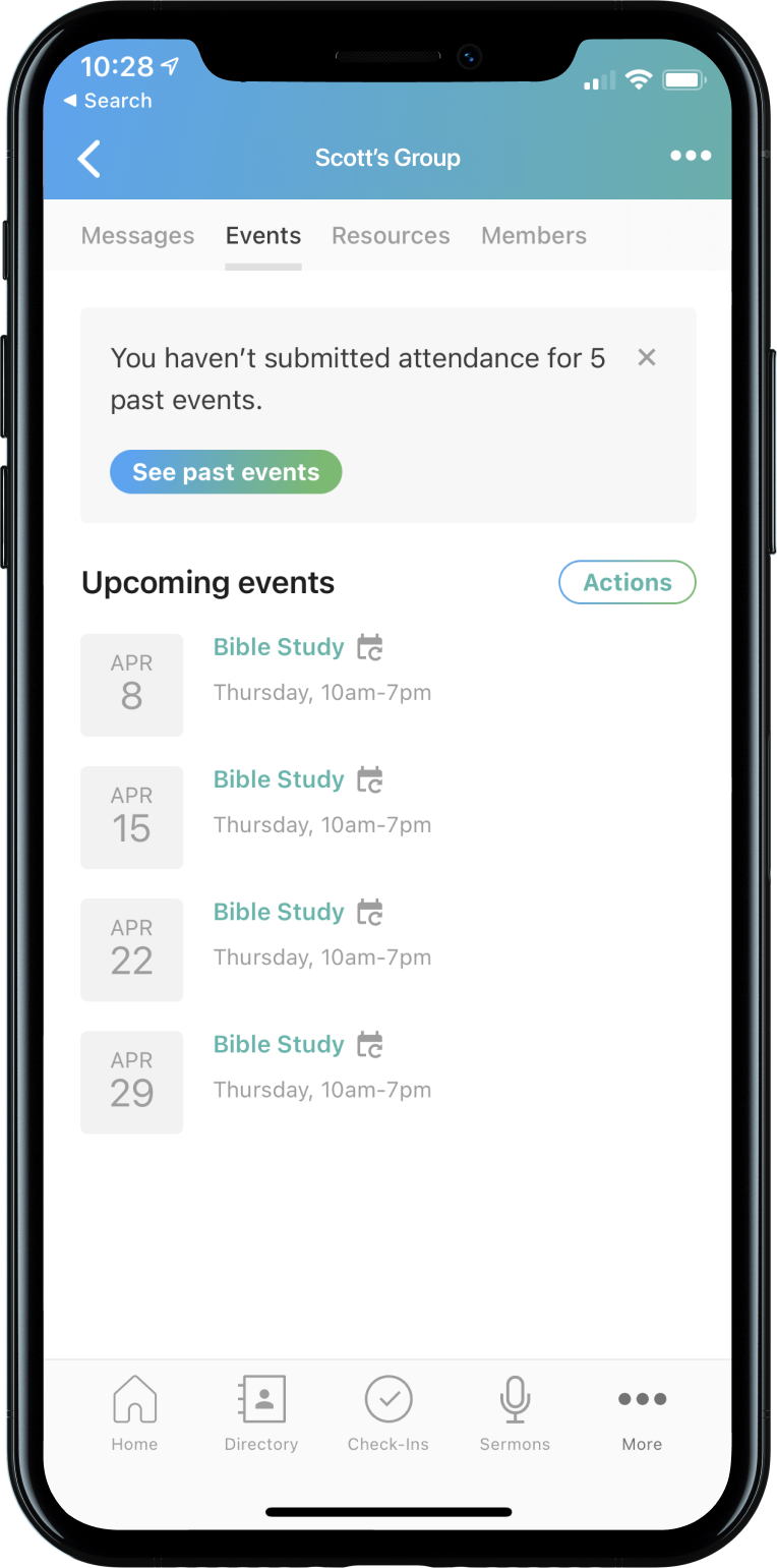 Attendance View for Events