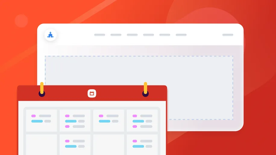 A month-view calendar being being moved into a placeholder spaced on a website.