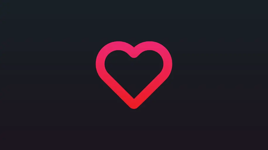 A red outline of a heart against a black background.