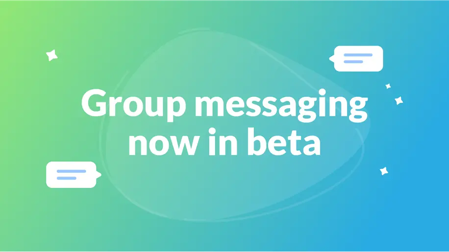 White announcement text against a turquoise background. 