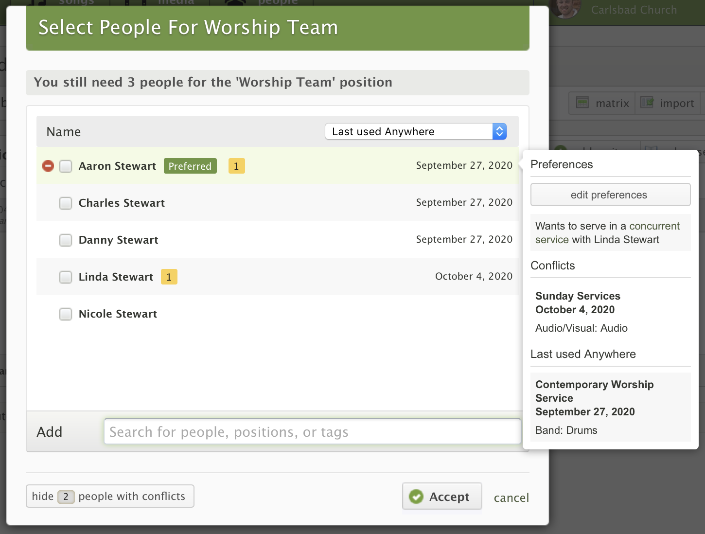 Scheduling Conflicts