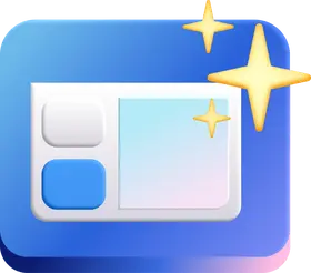 A digital icon depicting a computer window with sparkles, symbolizing a refreshed or improved user interface on a gradient blue background.