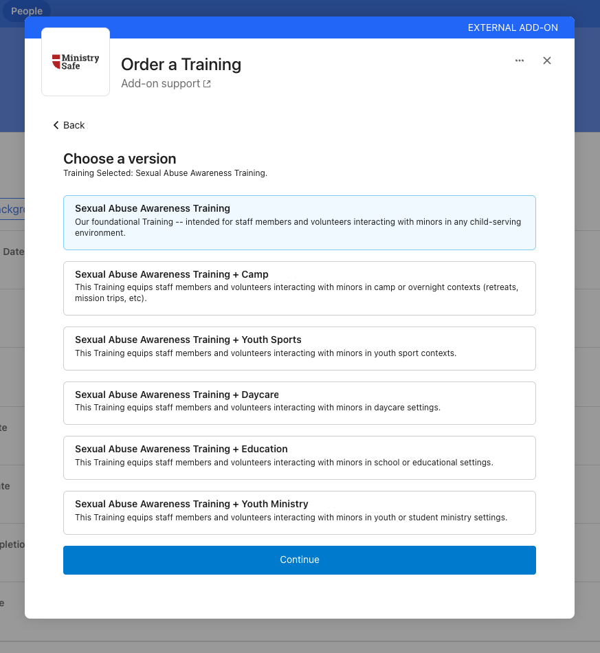 MinistrySafe integration screenshot 2