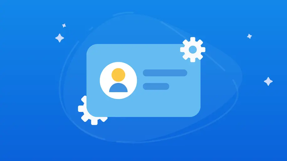 A blue card with a yellow stick figure avatar next to text.