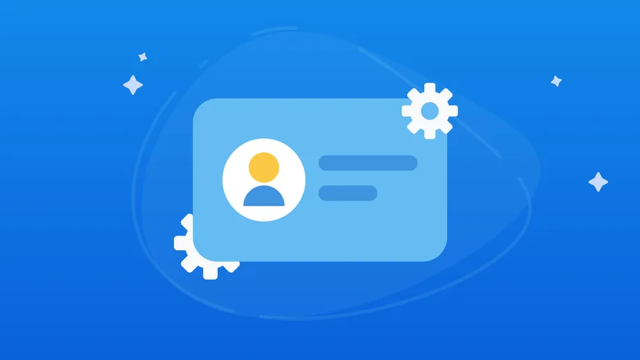 A blue card with a yellow stick figure avatar next to text.