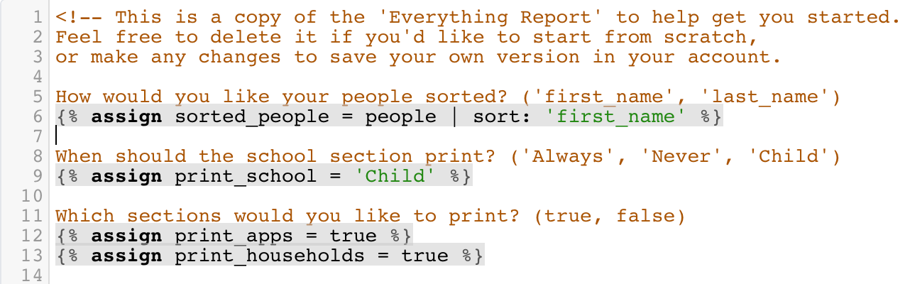 Customize Report