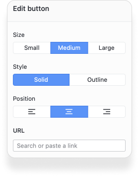 An edit button option to adjust size, style, and position. 