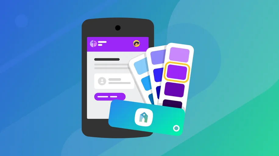 A color swatch next to a phone with the selected color displaying on the phone's interface.