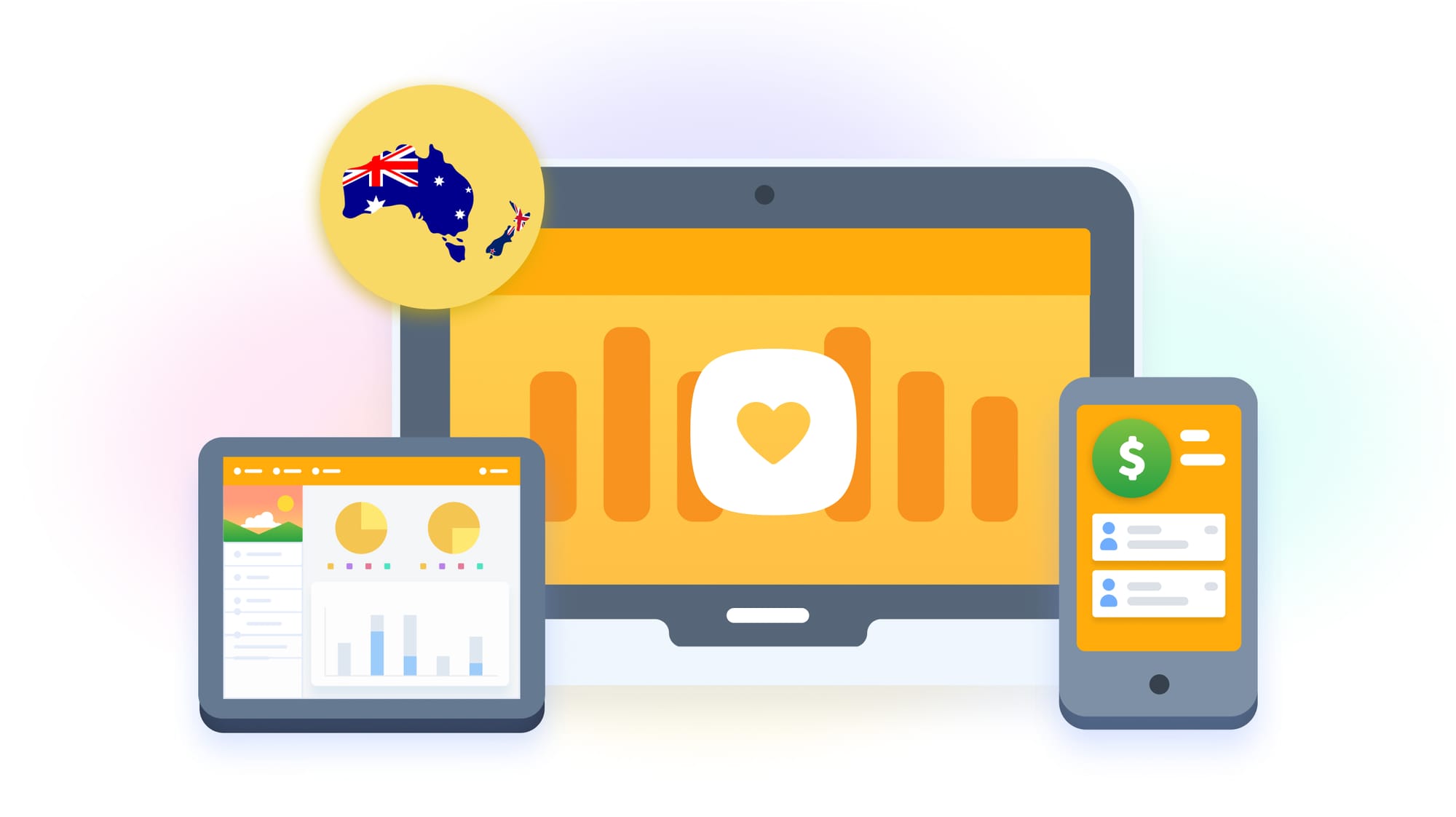 null A desktop, tablet, and phone displaying the dashboard in Planning Center Giving.