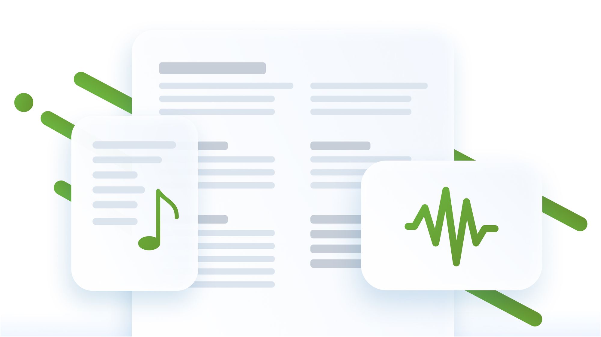 A song chord chart and media file being brought into one white blank space.