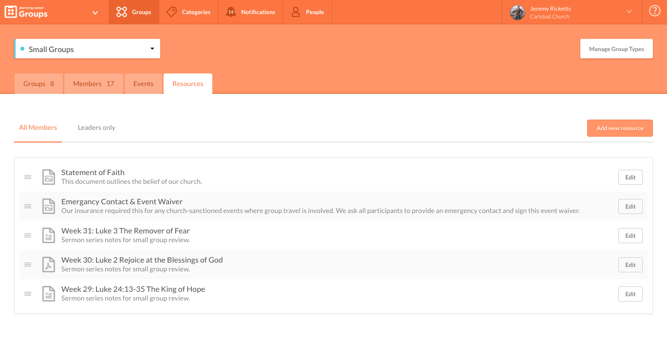 Planning Center Groups