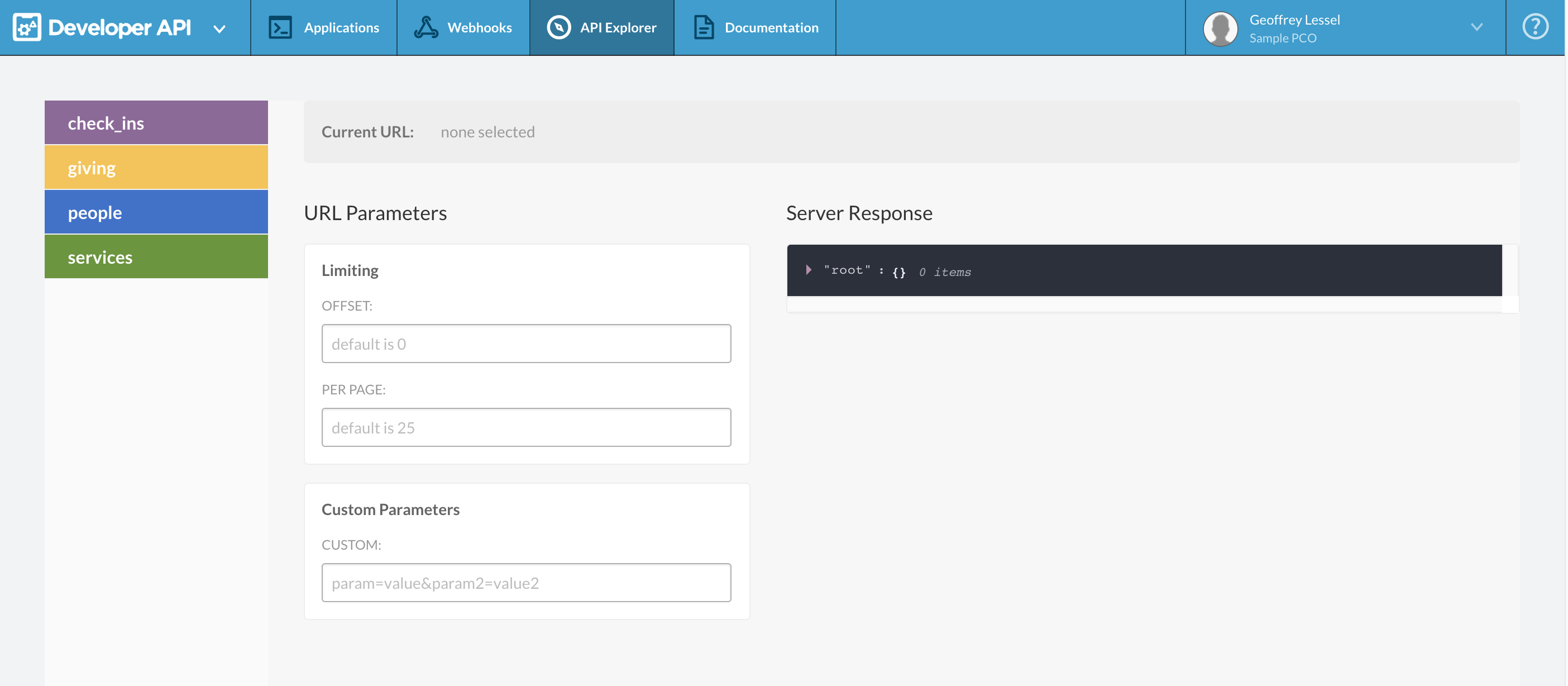 API Explorer Blank Slate