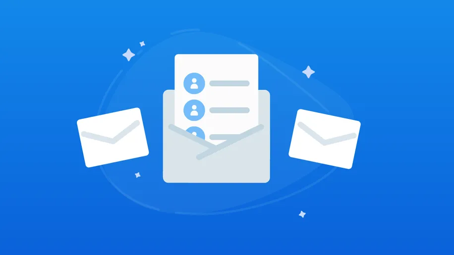 Three white envelops with one open and a piece of paper sticking out