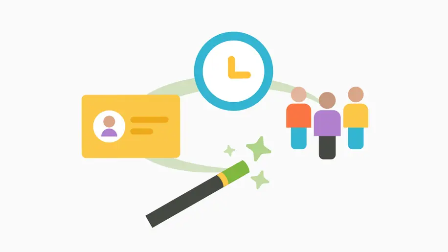 A magic wand with sparkles being directed at three illustrated stick figures.