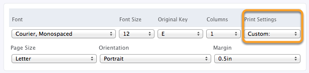 Page Setup for Chord Charts