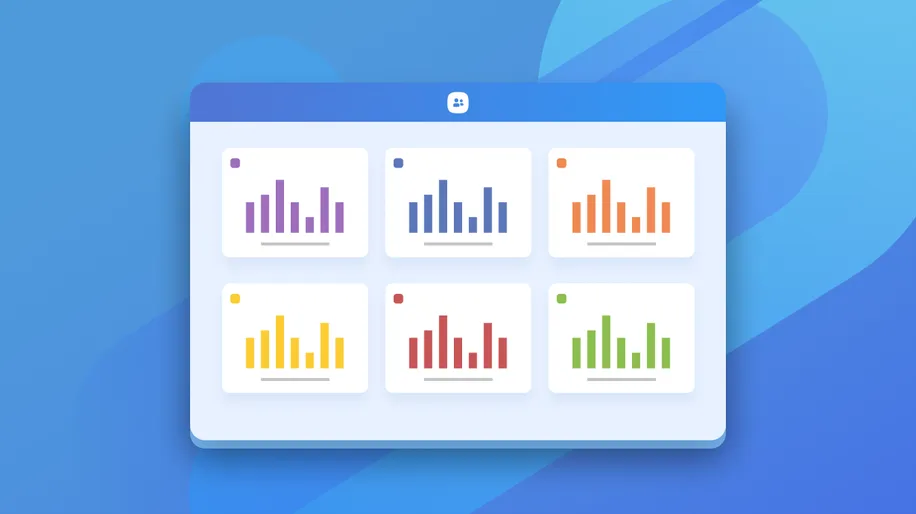 Dashboard with widgets displaying bar graphs.