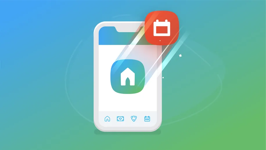 A cell phone with the Church Center logo displayed and the Planning Center Calendar logo shooting out.