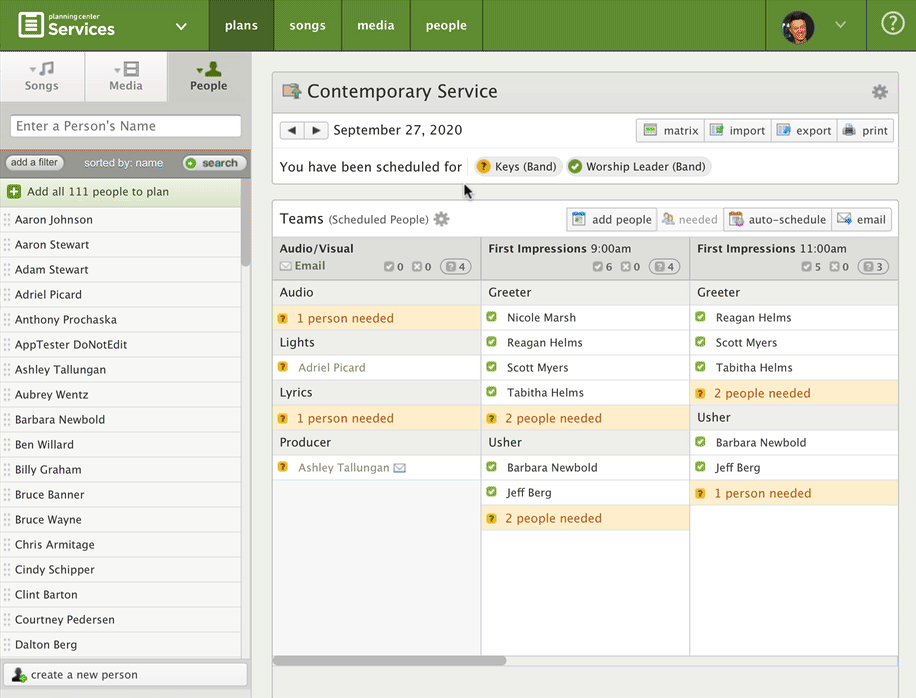 Add People Button Options