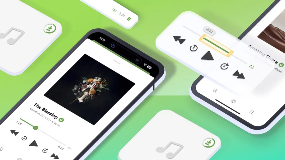 The "Now Playing" view on a mobile device displaying album artwork and playback controls.