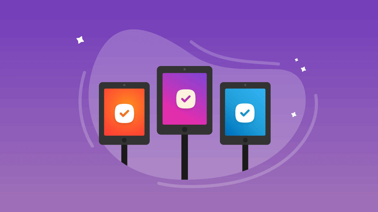 Illustration of check-ins stations on tablets