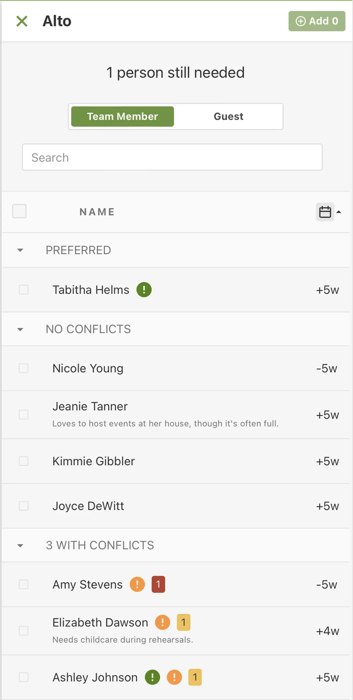 Needed Position Conflicts and Preferences