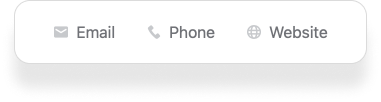An email, phone, and website selection option. 