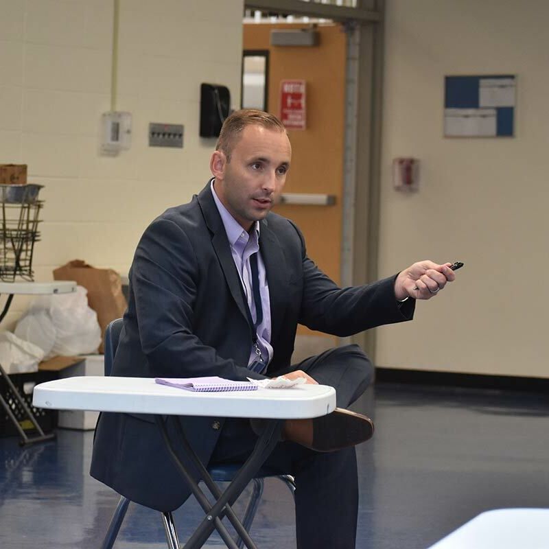Northport High School principal Robert Dennis reintroduces himself to the community