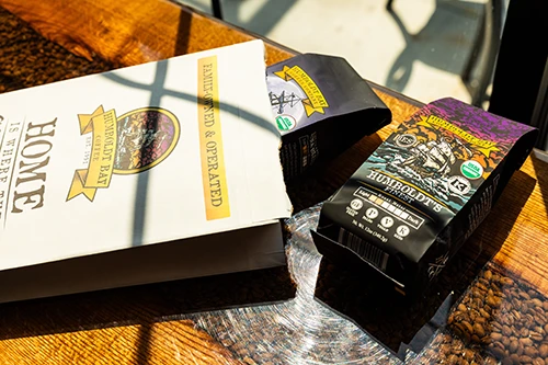 Humboldt Bay Coffee Company Custom Gusset Bag with Paper Mailer