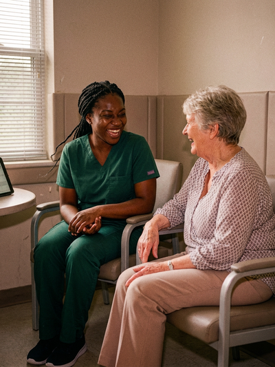 nurse with elderly patient