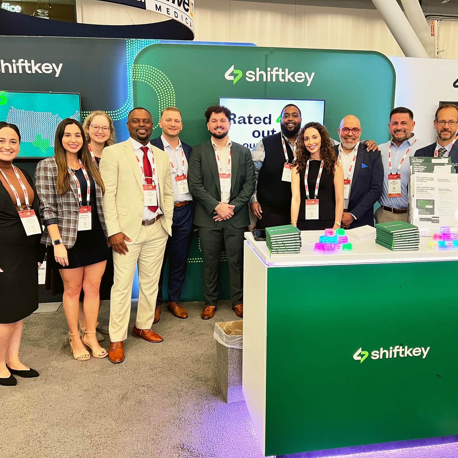 Picture of the team at ShiftKey's AHCA booth in 2026.