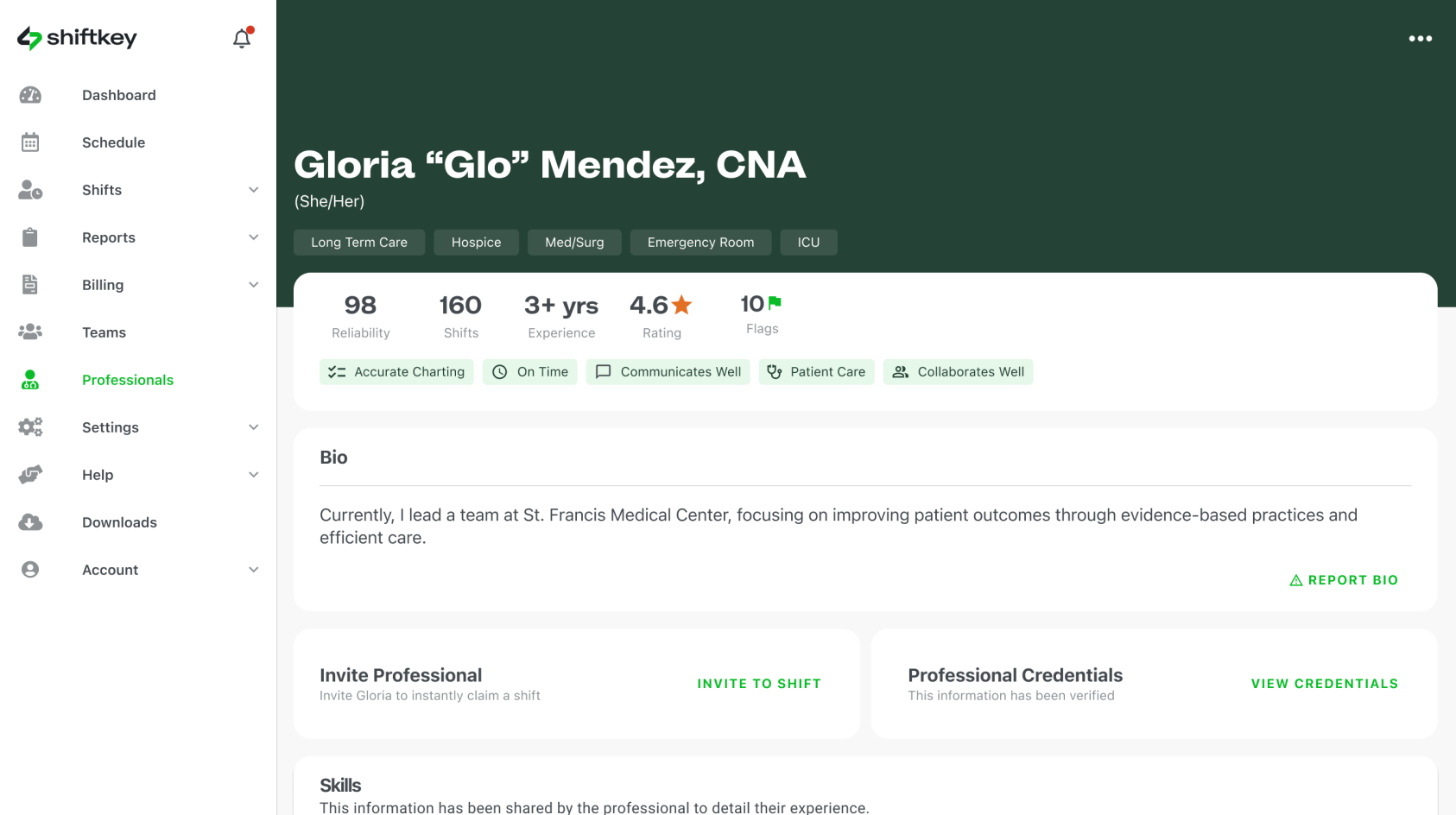 An image of ShiftKey's Ratings UI