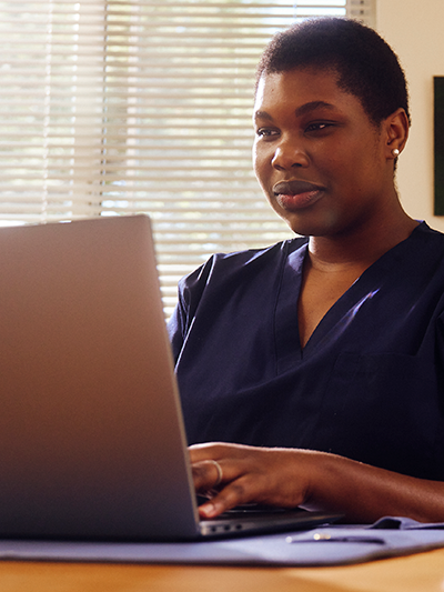 A person uses a computer