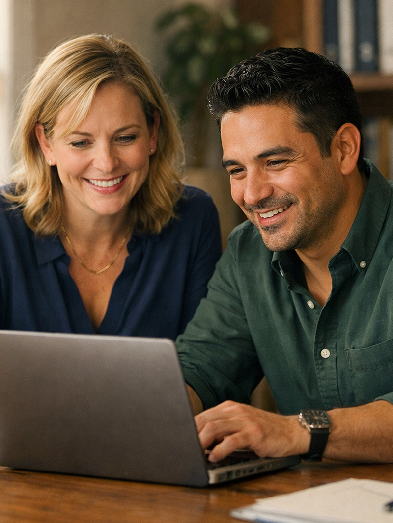 A ShiftKey account manager discusses solution with an administrator