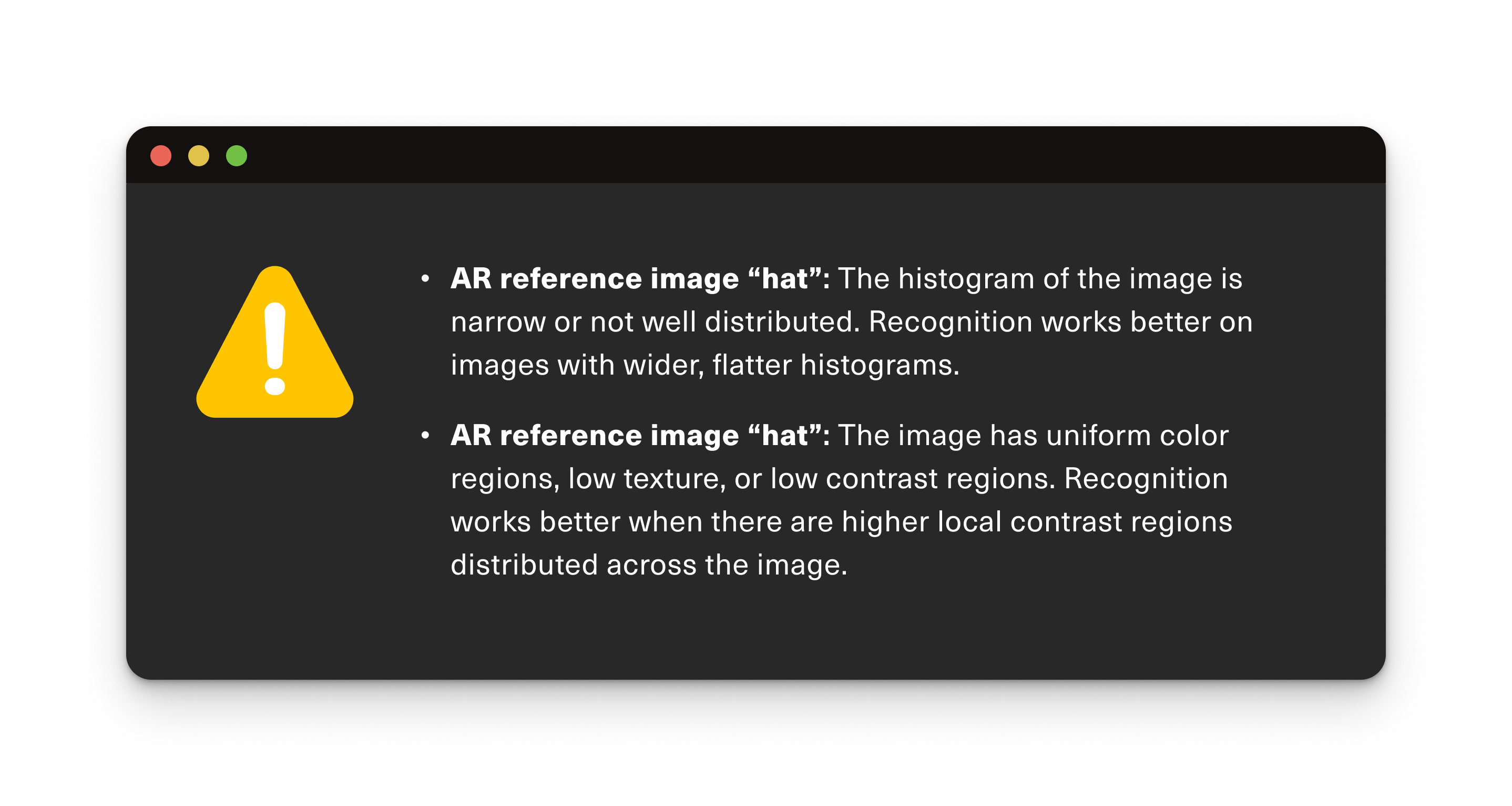 Screenshot of AR reference error