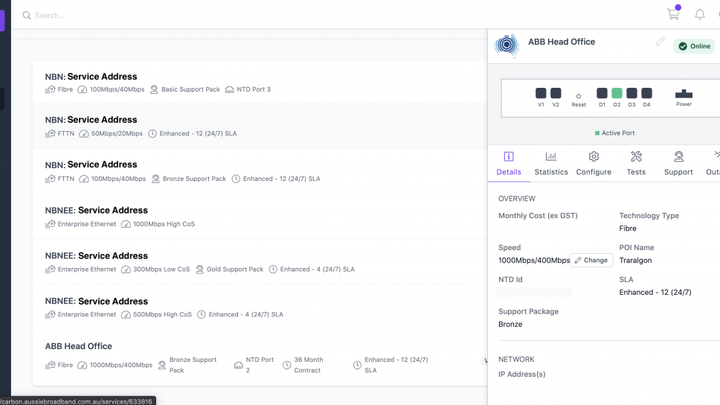 Screenshot of the Carbon dashboard