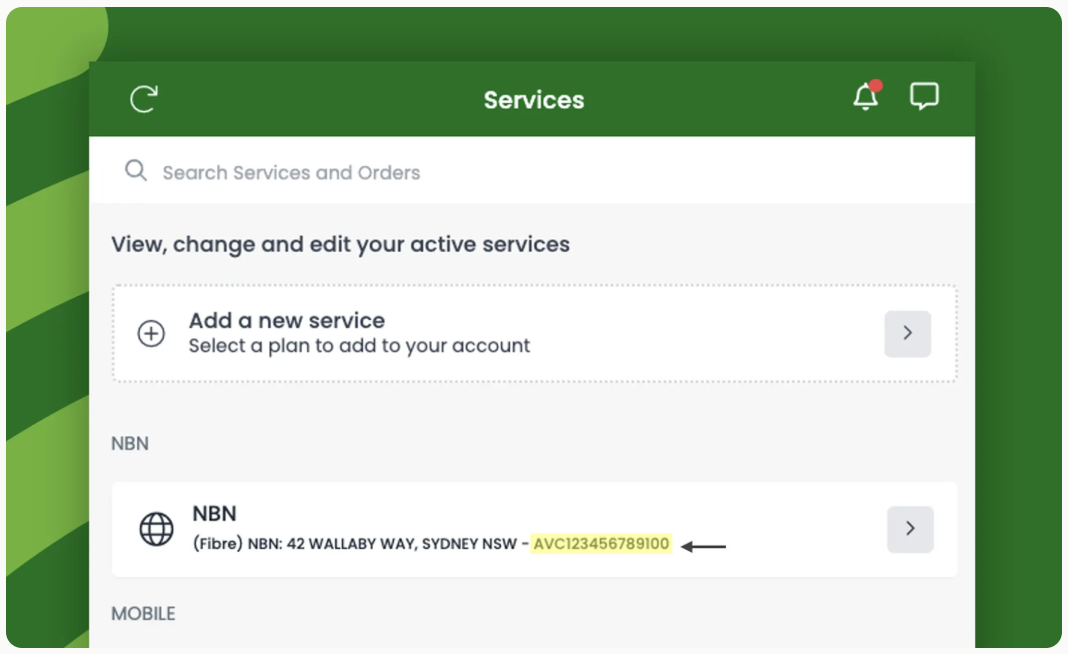AVC ID highlighted on MyAussie Portal