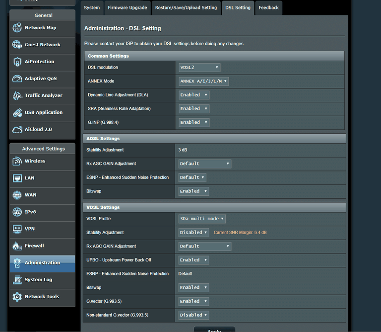 BYO NBN Router Settings for Asus