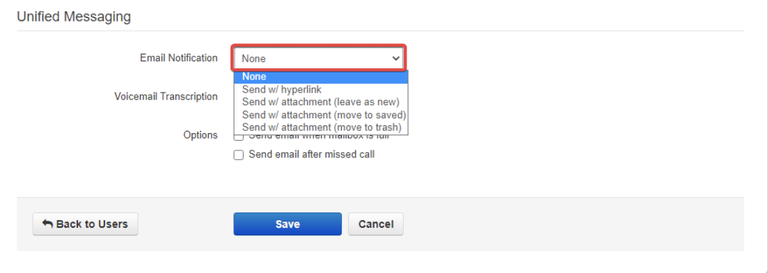 Unified messaging menu