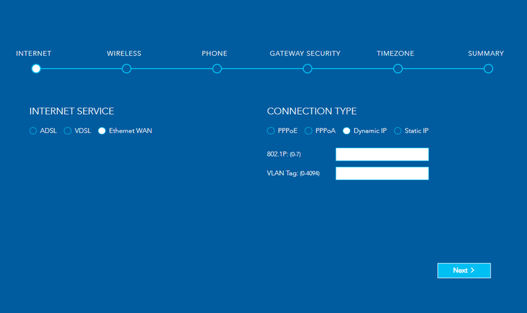 Image of the NF20MESH settings for an ethernet connection