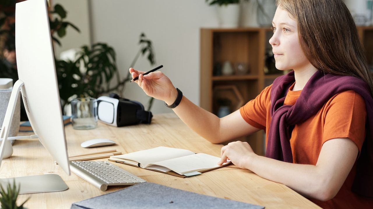 Businesswoman using the internet